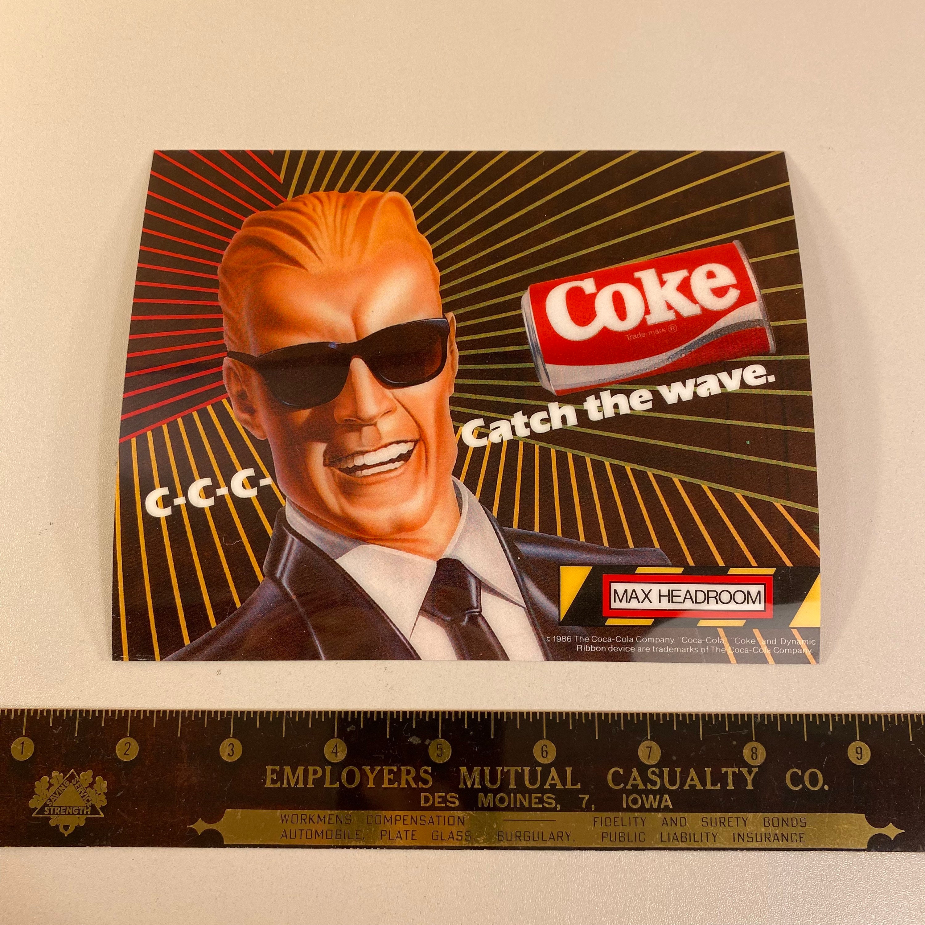 Unused Vending Machine Graphics, Vintage Advertising Skins, Max Headroom  1986 Coke Advertisement, Pop Culture, Catch the Wave, Free Shipping - Etsy
