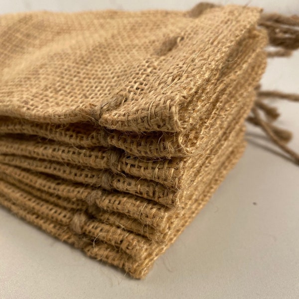 8 pack 3 x 5 Burlap Bags with Drawstring Closure, Small and Tiny Gifts, Party Favors, Natural Jewelry Bags, Money, Gift Cards, Free Shipping