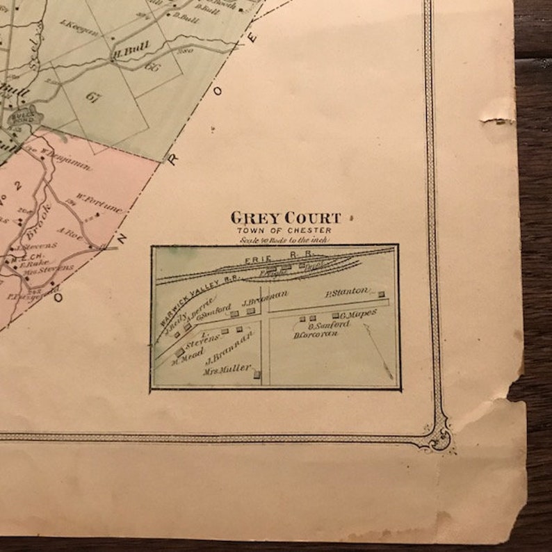1875 ORIGINAL GENUINE Chester New York Map Ready to Frame Etsy