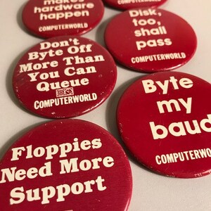 8 Computer World Vintage Pinback Buttons, 8 Metal Buttons, Vintage ...
