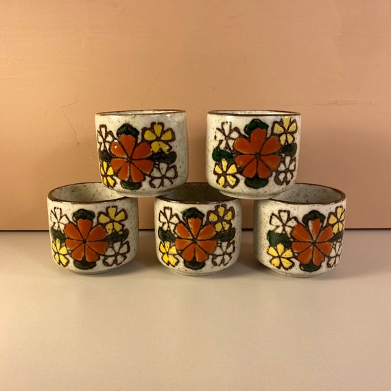 5 Asian Tea Cups Set Matching Japanese Teacups Japan Otagiri Etsy