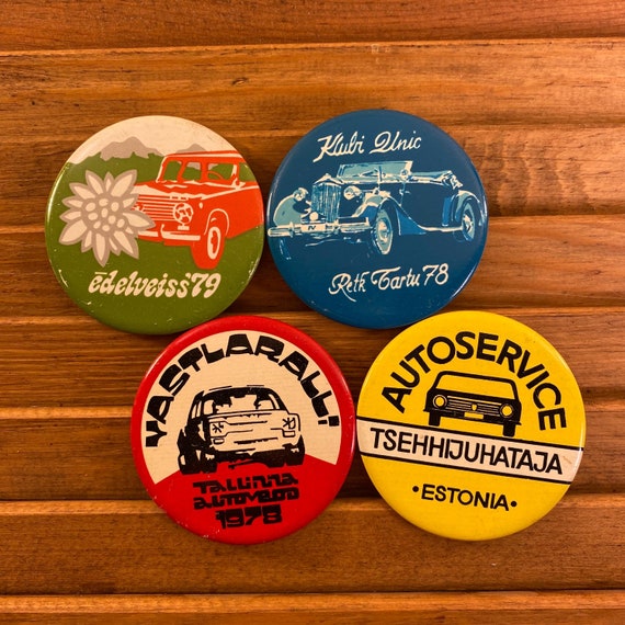 4 Qty Automobiles USSR Pins, Car Pins, Car Button, 1970s - 1980s USSR Pins, Classic Car, Eastern European Pinback Button, Free Shipping