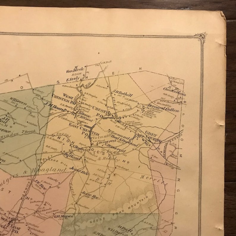 1875 ORIGINAL GENUINE Chester New York Map Ready to Frame Etsy