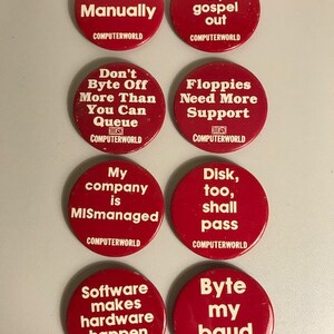 8 Computer World Vintage Pinback Buttons, 8 Metal Buttons, Vintage ...