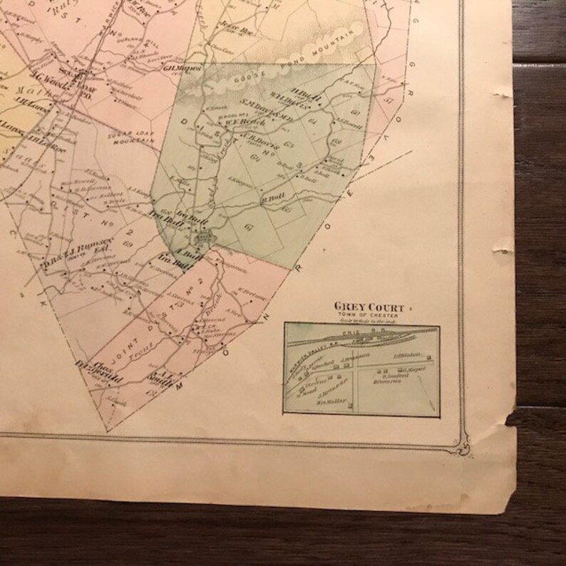 1875 ORIGINAL GENUINE Chester New York Map Ready to Frame Etsy