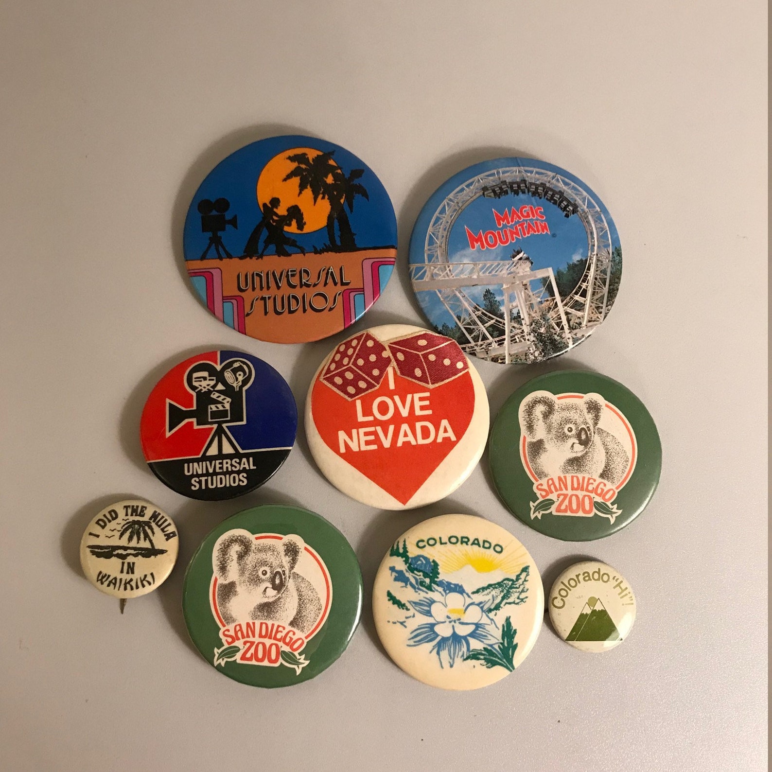 9 West USA Pinback Buttons 1980s Pins Old Cool 80s Flair CA - Etsy