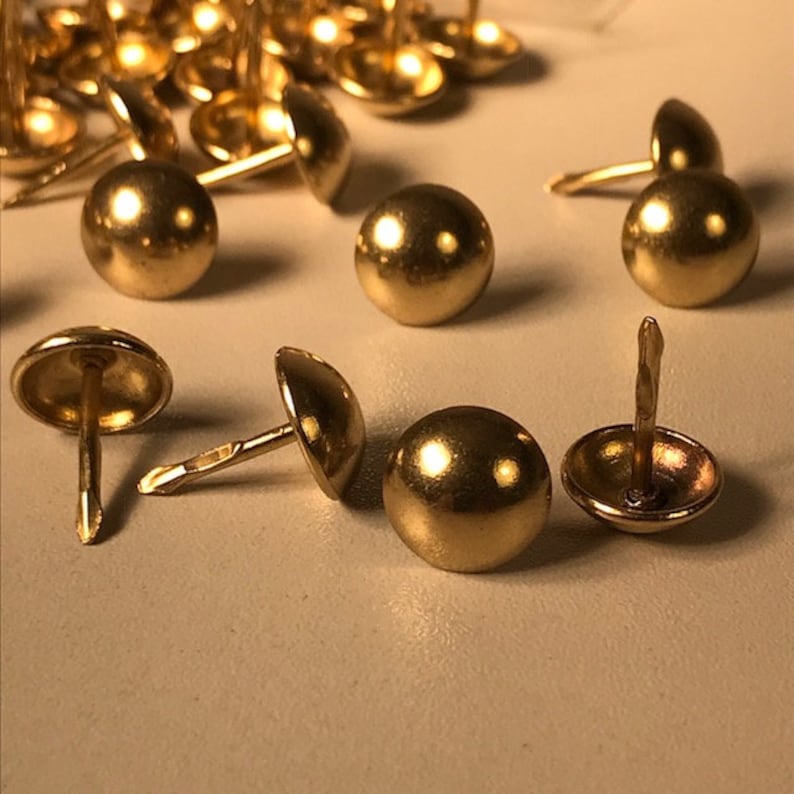 Qty 150 Brass Plated Decorative Nails Upholstery Hardware Etsy
