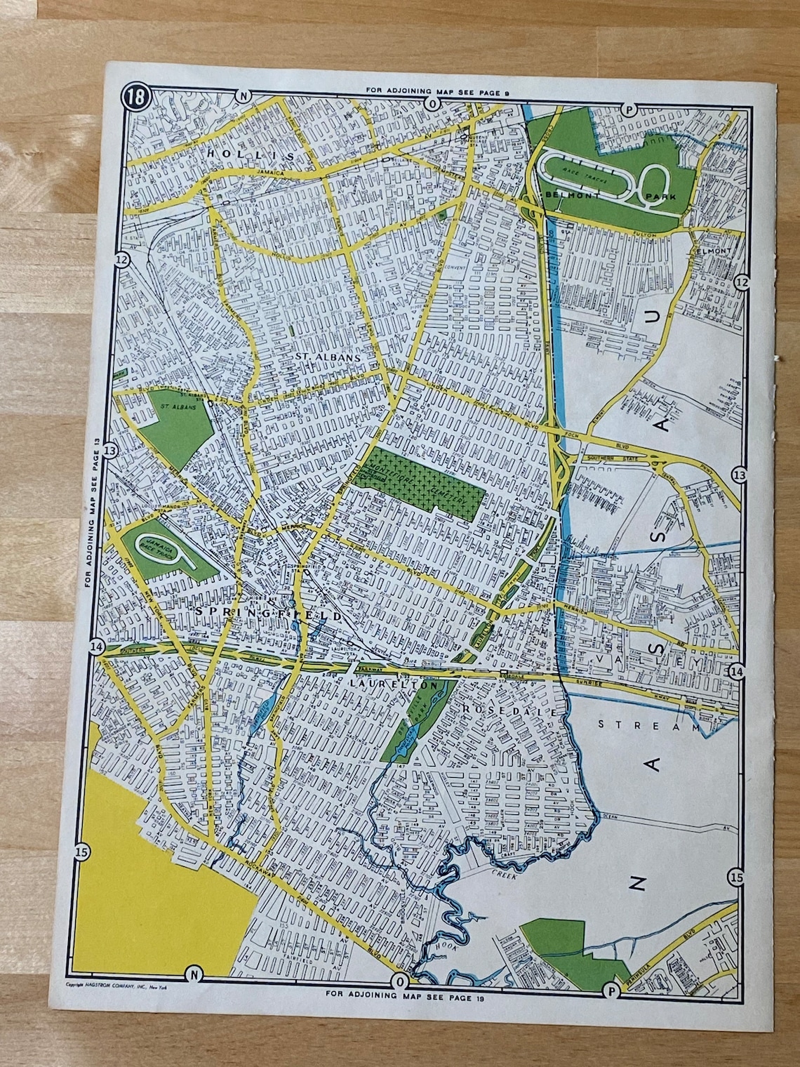 1945 New York City Map Queens Arverne Belmont Park Etsy