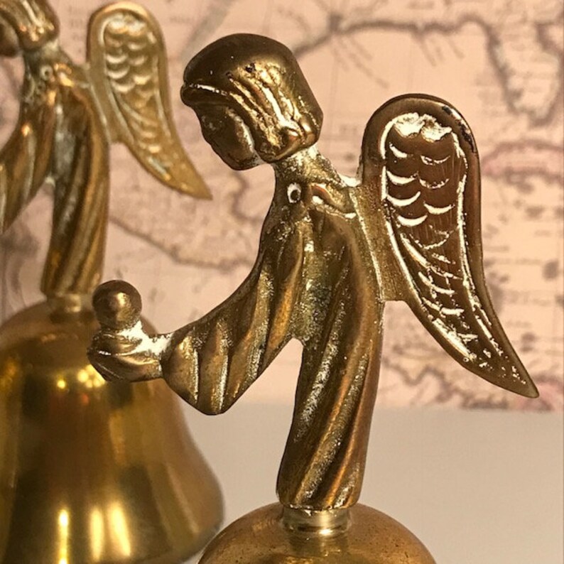 Two Brass Angel Bells Set of 2 with Different Tones Matching Etsy