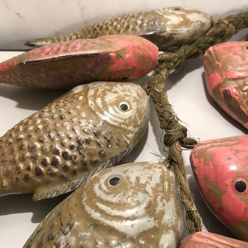 9 Large Ceramic Fish on a Rope Heavy Today's Catch | Etsy