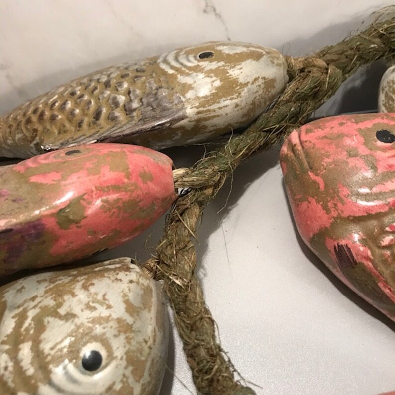 9 Large Ceramic Fish on a Rope Heavy Today's Catch | Etsy