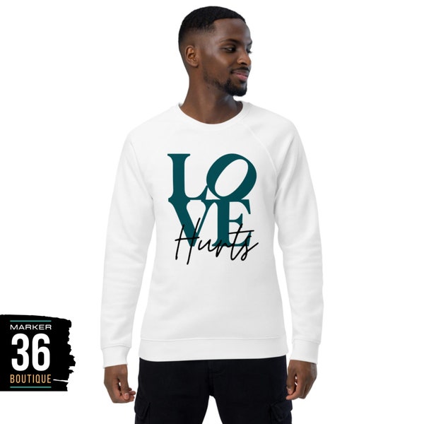 L’amour fait mal | Jalen Hurts | Philadelphia Eagles Unisexe Raglan Sweat-shirt Bio