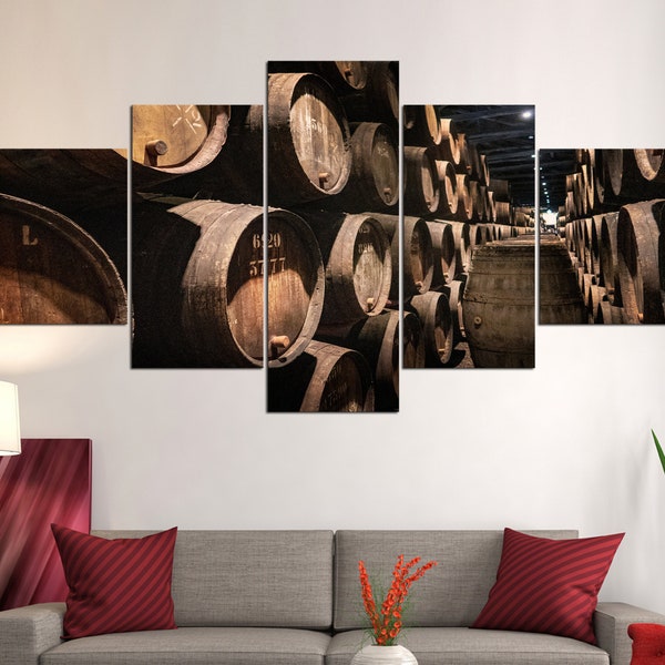 Whiskey Barrels Multi Panel Canvas Set, Stillhouse House Decor Picture, Man Cave Scenery, Home Decoration Wall Art
