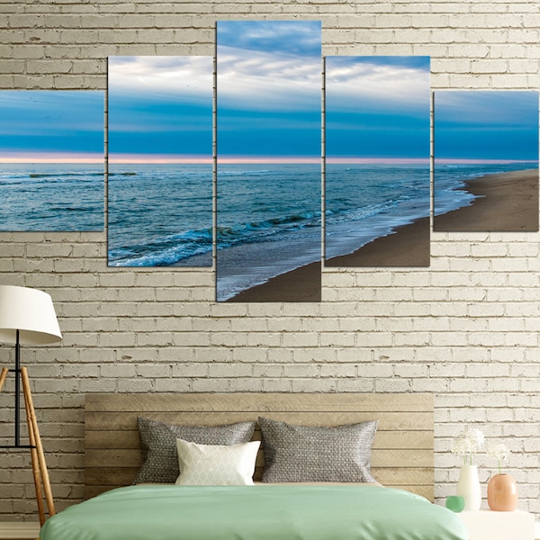 Beach Blues Multi Panel Canvas Set, Ocean House Decor Picture, Paradise Scenery, Home Decoration Wall Art, Tropical Island Beach