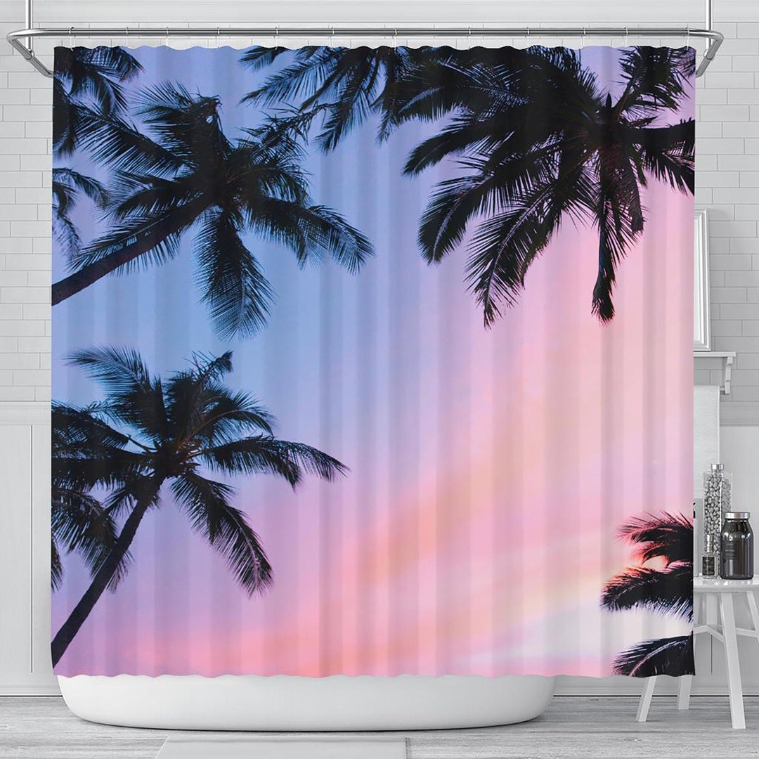 Rideau De Douche Motifs Coucher De Soleil, Ambiance Relaxante