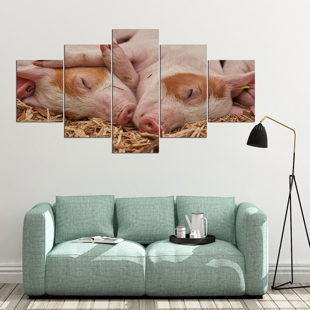 Piglet Cuties Multi Panel Canvas Set, Cute Funny House Decor Picture