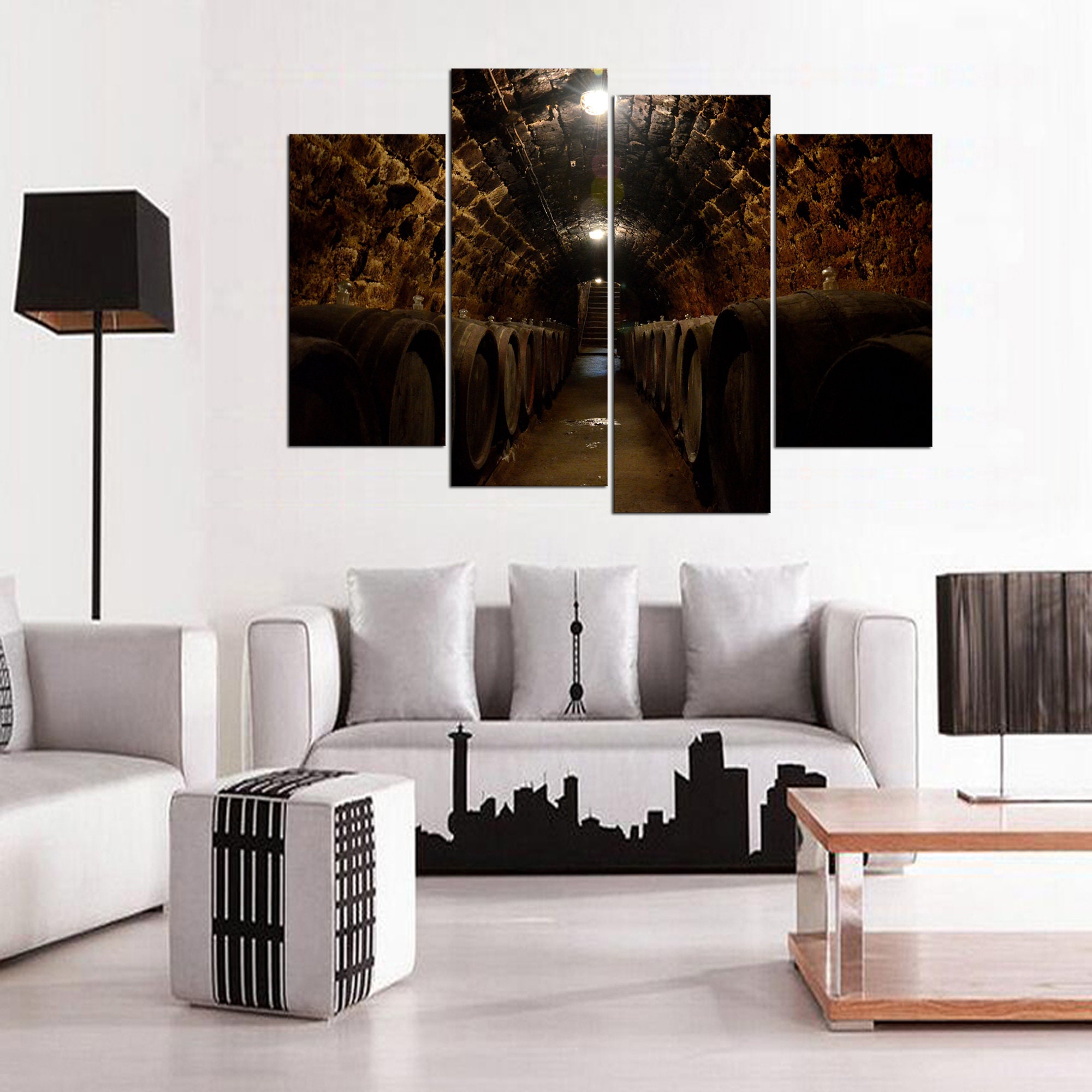 Vineyard Cellar Barrels Multi Panel Canvas Set Wine Barrel Etsy