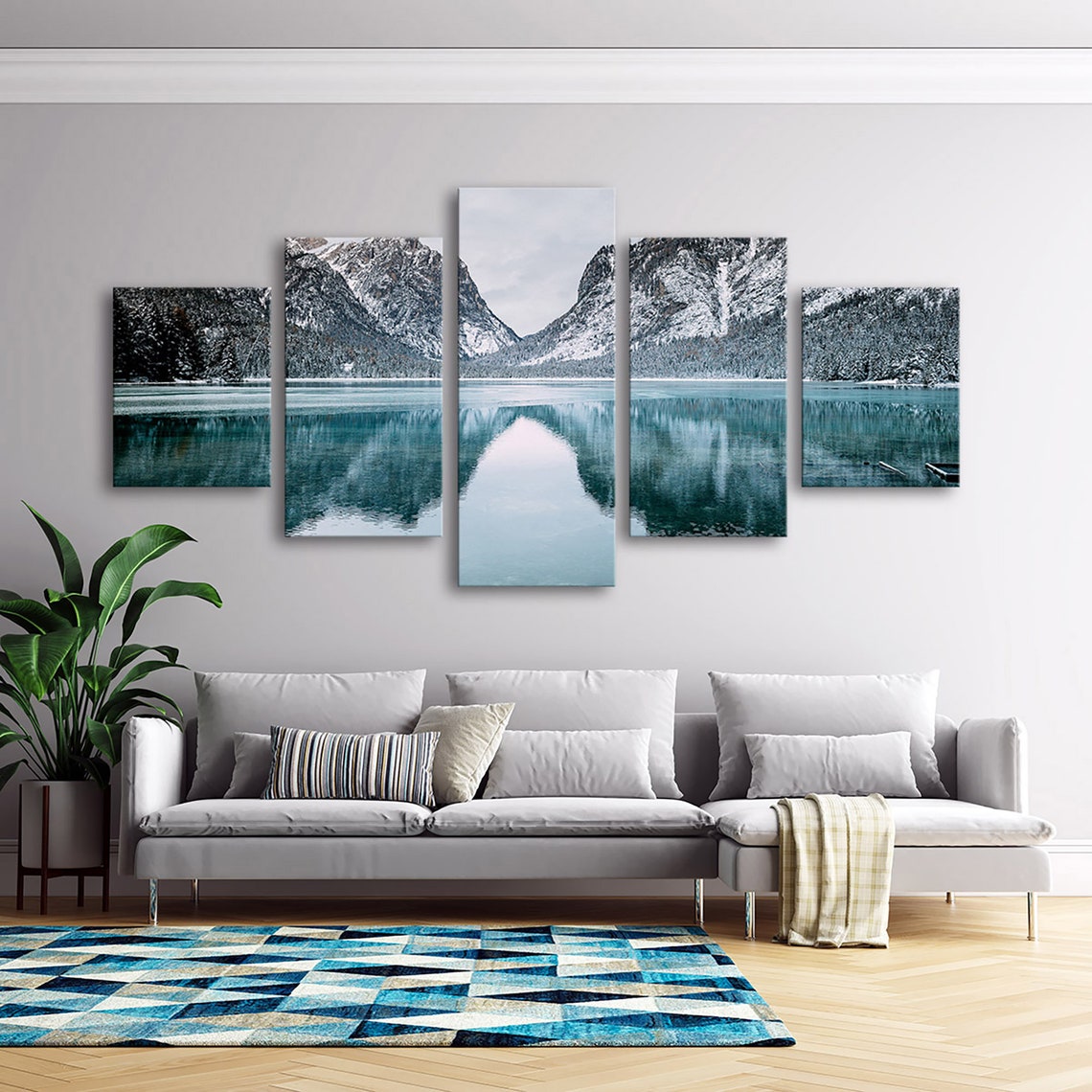 Toblacher See Lake Multi Panel Canvas Set Rocky Mountains - Etsy