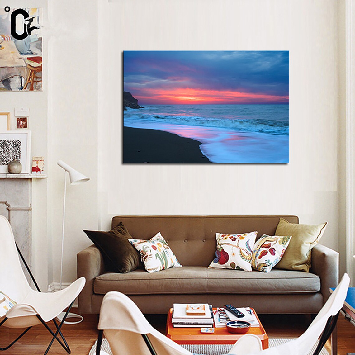 Black Sand Beach Multi Panel Canvas Set Ocean Sunset House Etsy