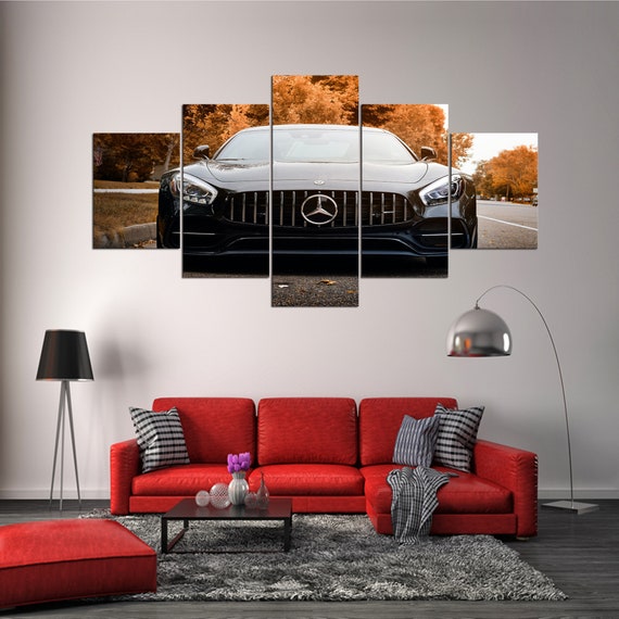 BMW GT Multi Panel Leinwand Set, Mercedes Benz Haus Deko Bild, Mann Höhle  Szenerie Wohndekoration Büro Wand Kunst Luxus Sportwagen - .de