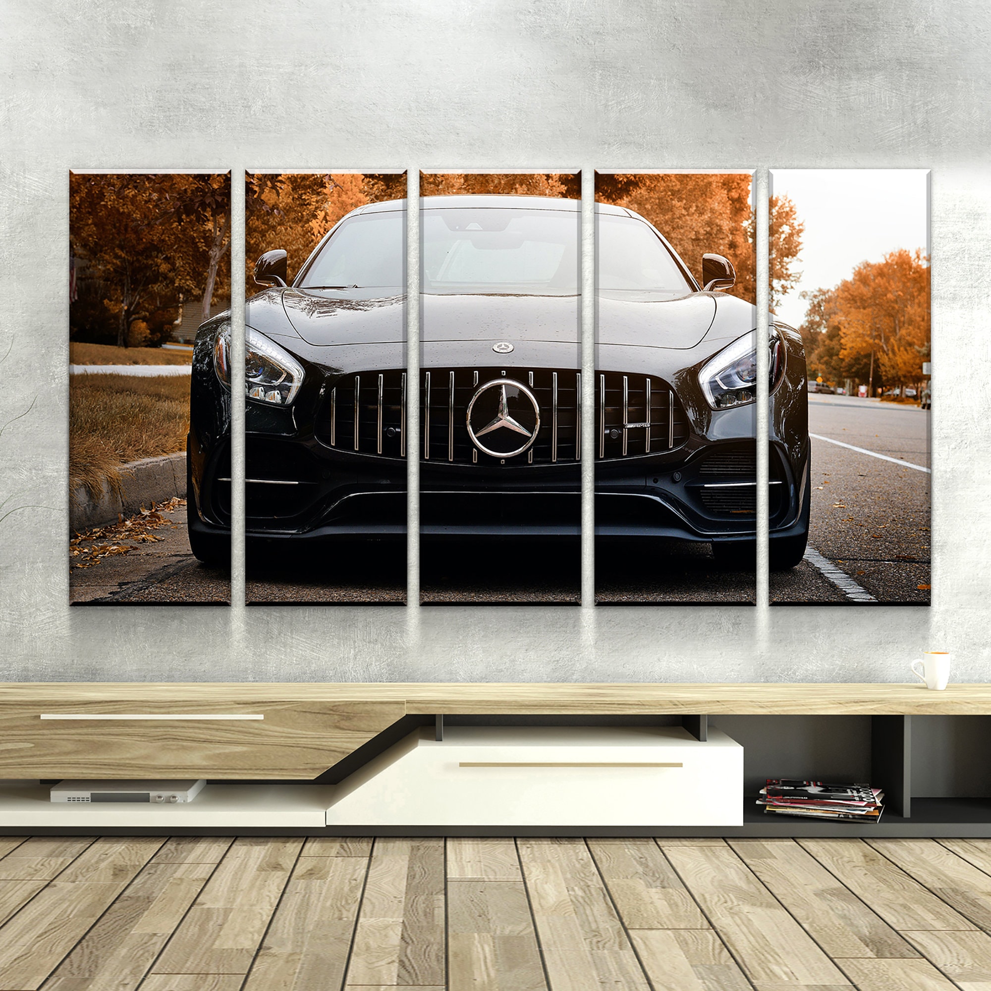 BMW GT Multi Panel Leinwand Set, Mercedes Benz Haus Deko Bild, Mann Höhle  Szenerie Wohndekoration Büro Wand Kunst Luxus Sportwagen - .de
