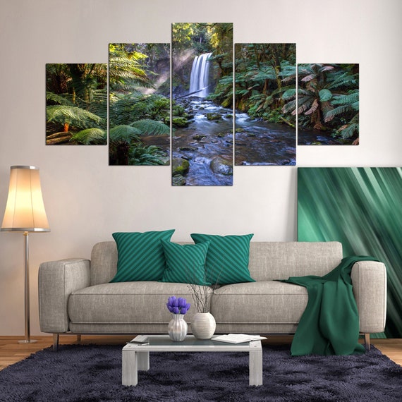 Rainforest Falls Multi Panel Canvas Set Jungle Waterfall | Etsy