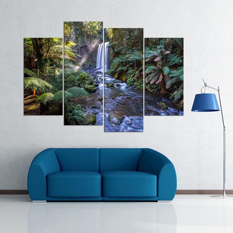 Rainforest Falls Multi Panel Canvas Set Jungle Waterfall | Etsy