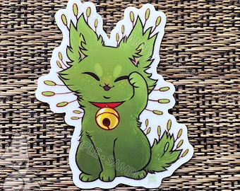 Pegatina de vinilo transparente del gatito Lucky Moss