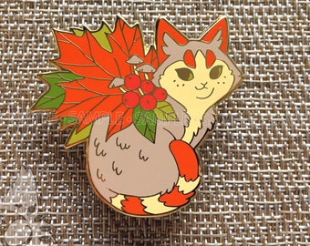 Autumn Blossom Kitten Enamel Pin