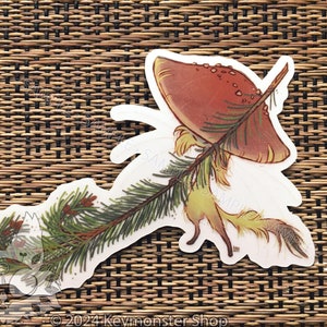 Forest Fey - Sticker en vinyle transparent champignon bien rangé