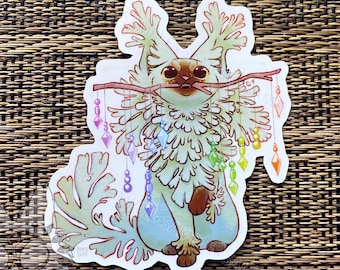 Botanicats - Pegatina de vinilo de lichi de cristal arcoíris