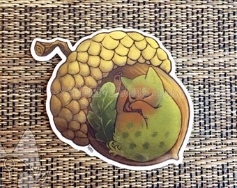 Botanicats - Acorn Oak-tailed Cat Clear Vinyl Sticker
