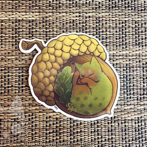 Botanicats - Sticker en vinyle transparent chat à queue de chêne