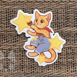 Doorzichtige vinylsticker Star Painter Ginger Cat