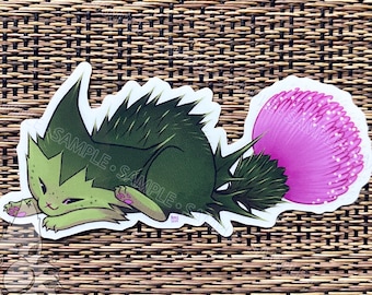 Botanicats - Adhesivo de vinilo transparente de gato con cola de cardo