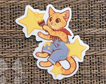 Star Painter Ginger Cat Clear Vinyl Sticker