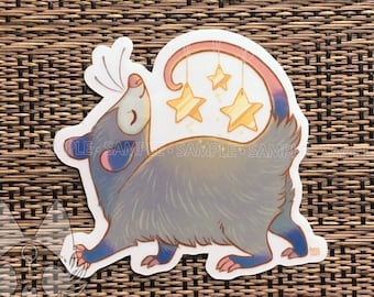 Star Opossum Clear Vinyl Sticker