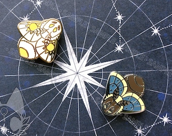 Sun and Moon Moth Kittens Mini Enamel Pin Set