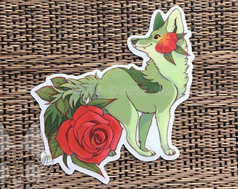 Botanimals - Rose Coyote Clear Vinyl Sticker