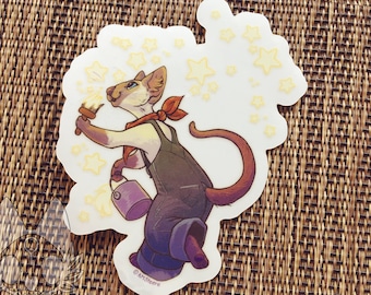 Star Painter Siamese Cat Clear Vinyl Sticker