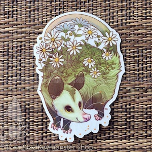 Botanimals - Sticker en vinyle transparent marguerite opossum