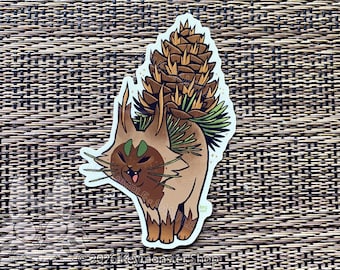 Botanicats - Pegatina de vinilo del gato de cola de abeto de Douglas