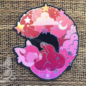 Holografische vinylsticker sterrenhemel rode panda