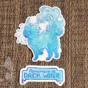 Drink Water Cat Clear Vinyl Sticker Set