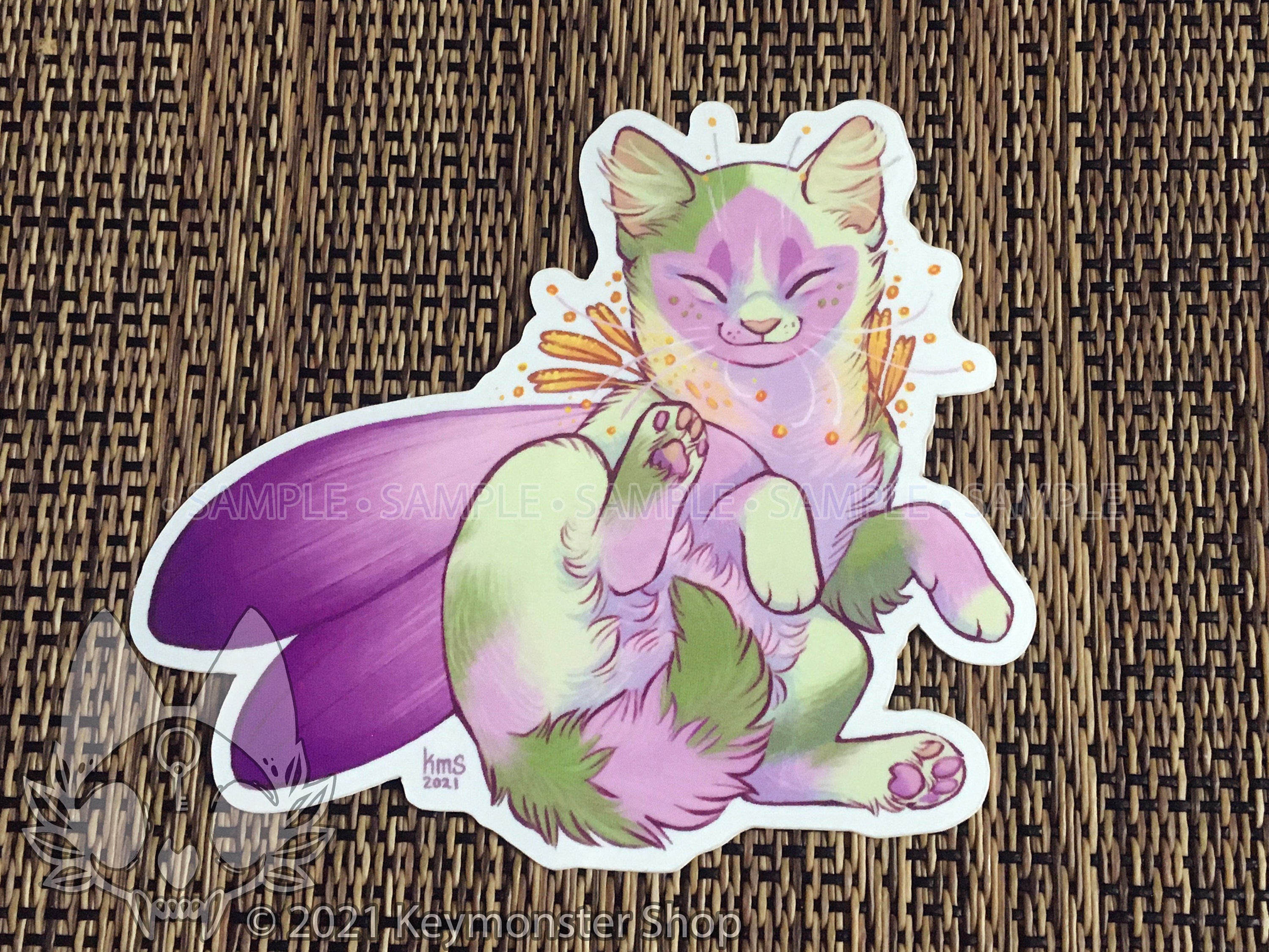 Calico Crocus Blossom Kitten Vinyl Sticker