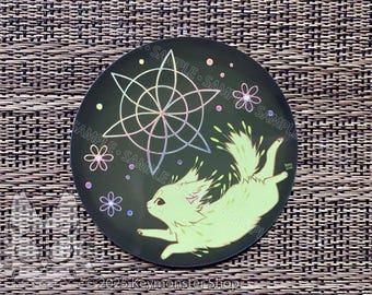 Pegatina de vinilo holográfica de Moss Kitten (hexafolio)