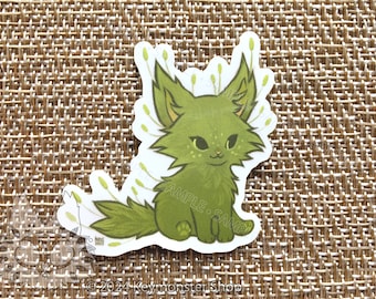 Cute Little Moss Kitten Clear Vinyl Sticker