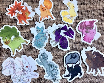 Botanicats Rainbow Leaves - Clear Vinyl Stickers