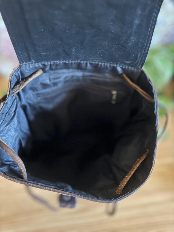 Vintage-Style Leather and Woven Textile Backpack … - image 7