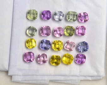 Sapphire Natural Ceylon Multicolor Emerald \ Octagon Cut Lot Loose Gemstone 5.63 Cts 20 Pieces Lot 3 upto 3.5 mm for Jewelry Making Use Gem